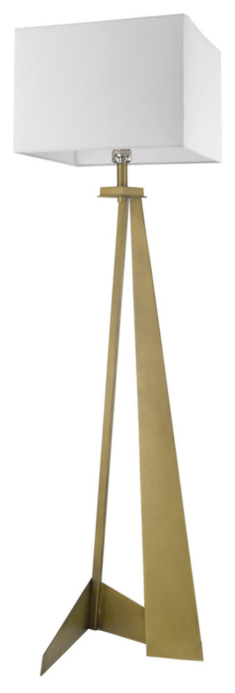 60" Brass Traditional Shaped Floor Lamp With White Novelty Shade