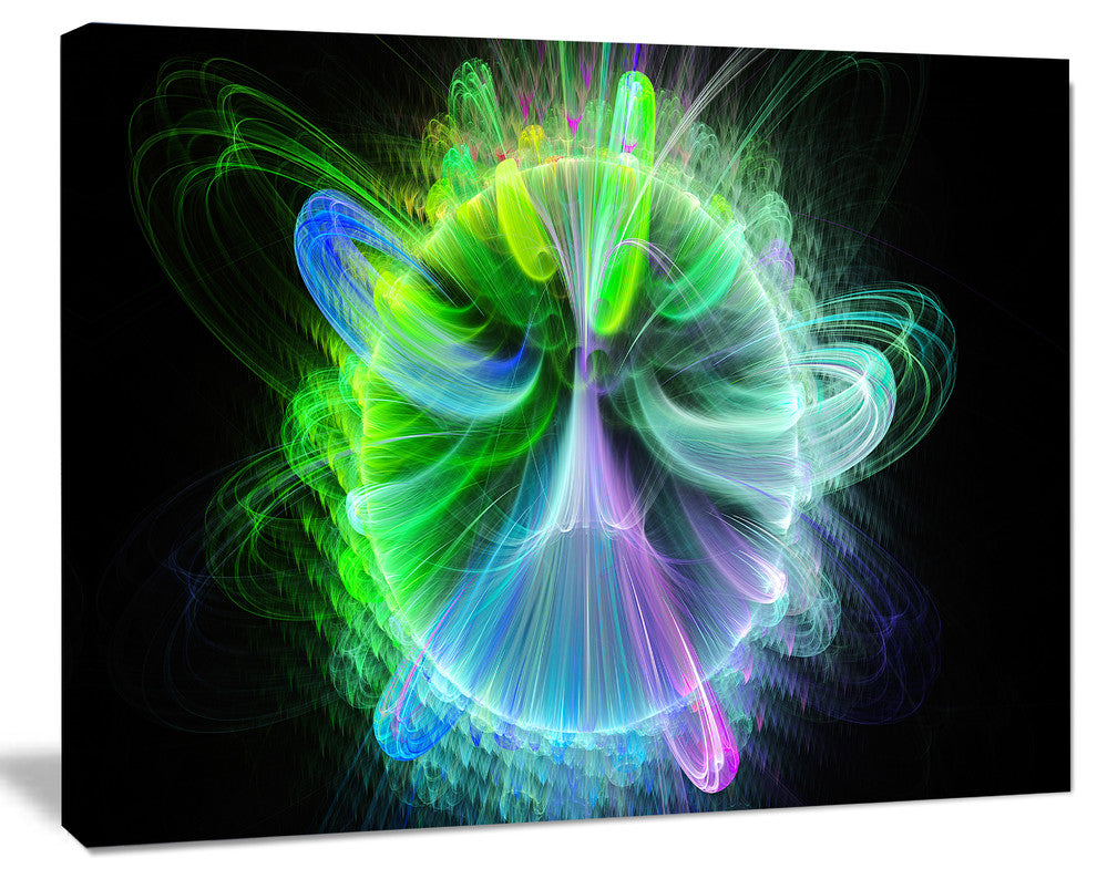 Bright Blue Fractal Vortices of Energy, Floral Canvas Art Print, 40"x30"