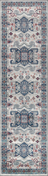 Modern Persian Vintage Moroccan Light Grey/Blue 2' x 8' Runner Rug