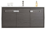 Oakville Wall Mount Bathroom Vanity, Black Coal Oak, 48", Chrome Hardware