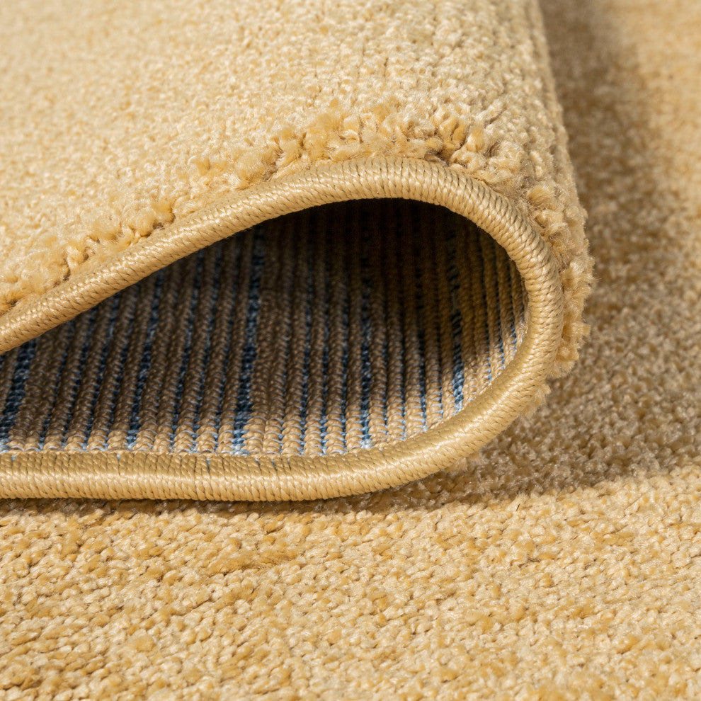 Haze Solid Low-Pile Runner Rug, Mustard, 3 X 5