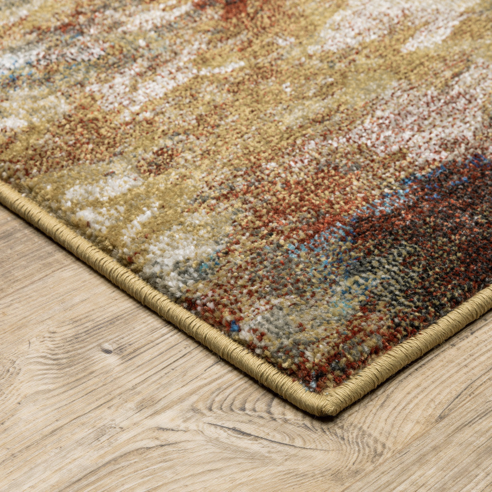 Vander Imperial Blue/Gold Power-Loomed Area Rug, 9'10"x12'10"