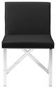 Talbot Dining Chair in Black Naugahyde and Polished Stainless Steel Base