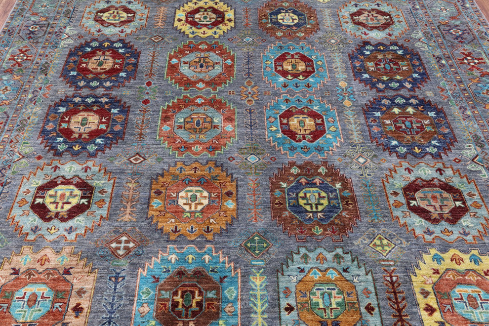 8' 0" X 9' 8" Handmade Fine Turkmen Ersari Wool Rug Q10565