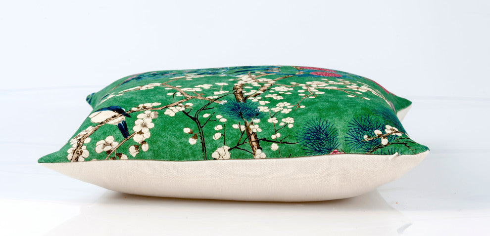 Thibaut Katsura Pillow Cover In Emerald Green, Chinoiserie Pillow Cover, 16x16