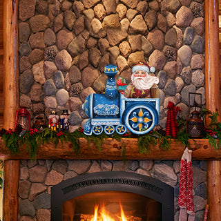 Train Riding Santa, Wooden Decorative Door Hanger