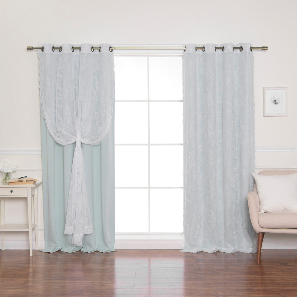 Rose Sheers and Blackout Curtains, Mint, 52"x96"