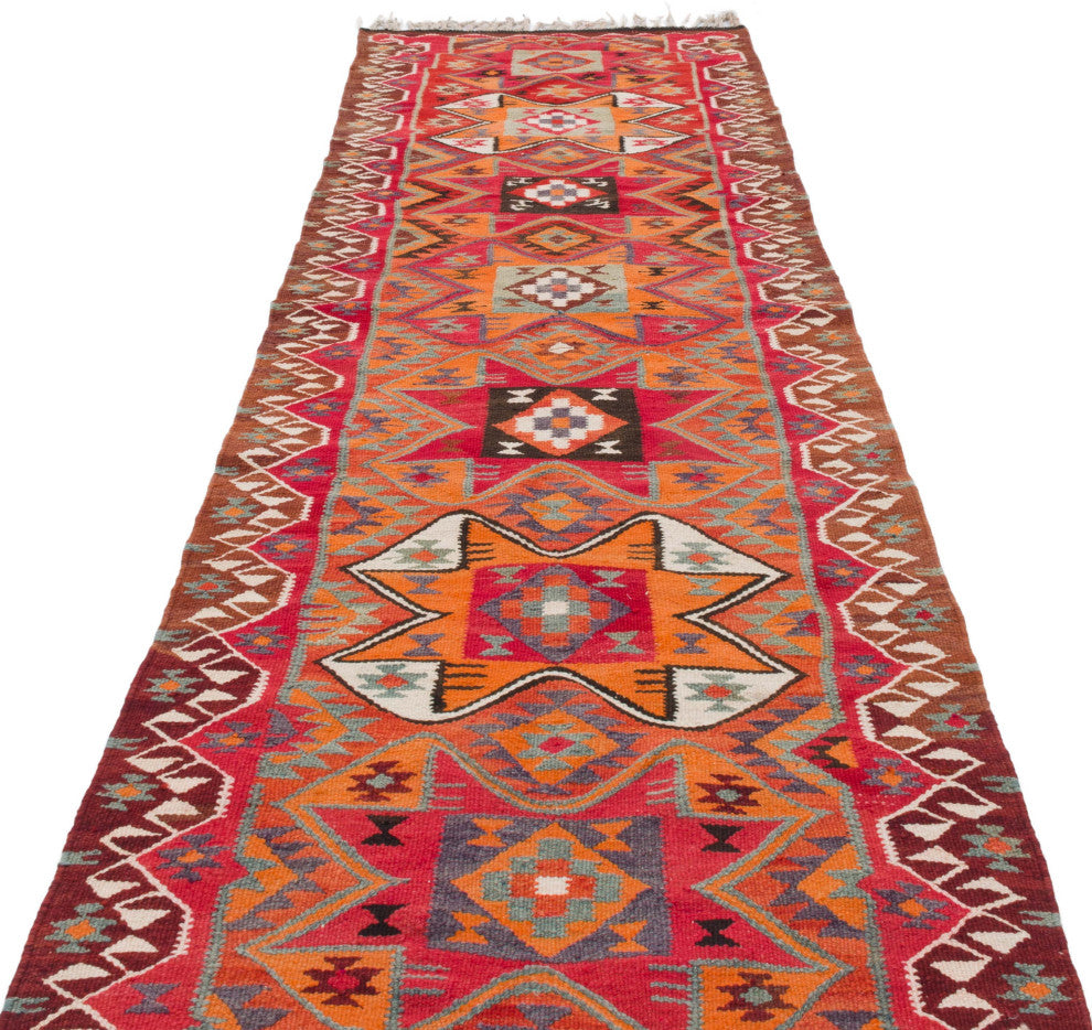 Vintage Turkish Kilim Runner 3' 5" x 10' 7", 41 in. x 127 in.