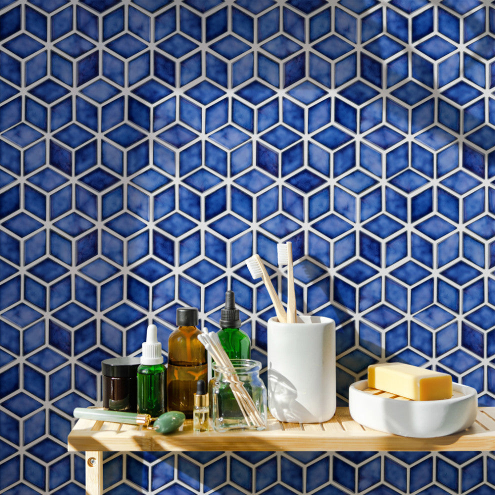 Hudson Rhombus Porcelain Mosaic Tile Sample