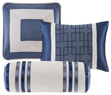 Madison Park Genevieve Planum 7-Piece Comforter Set, Navy Blue