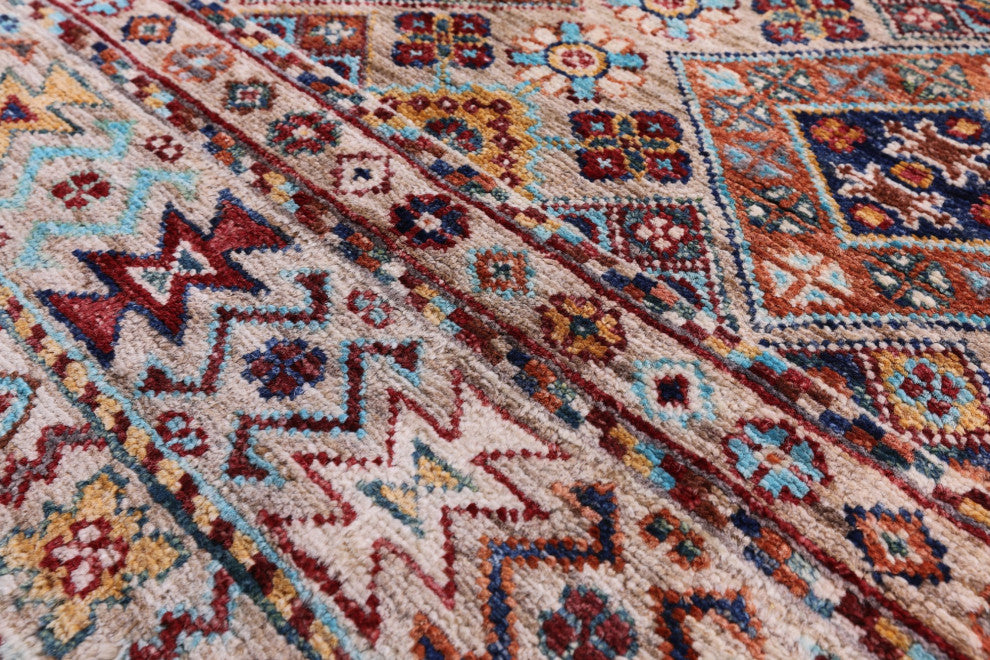 6' 11" X 9' 7" Super Kazak Khorjin Handmade Wool Rug Q10315