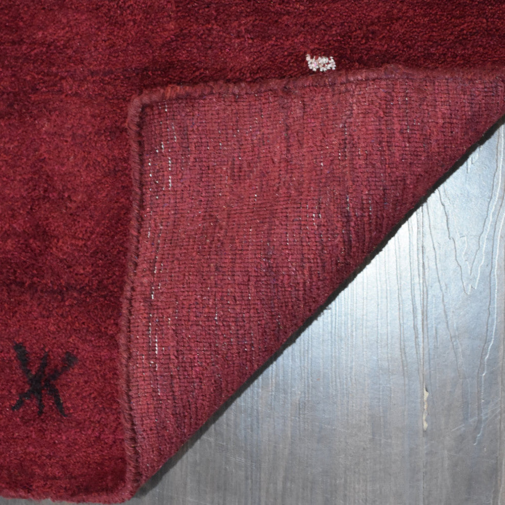 Hand Knotted Loom Silk Mix Area Rug Contemporary Red