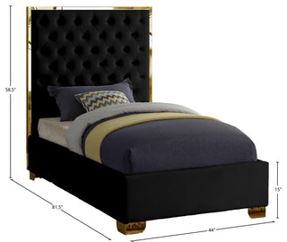 Lana Velvet Bed, Black, Twin