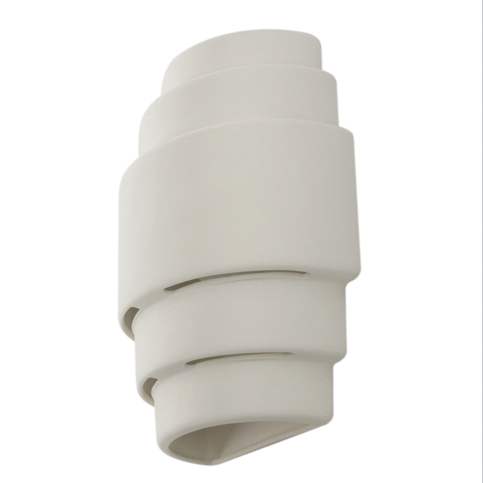 Ziggurat Outdoor Wall Light, Bisque Gray, Open Top