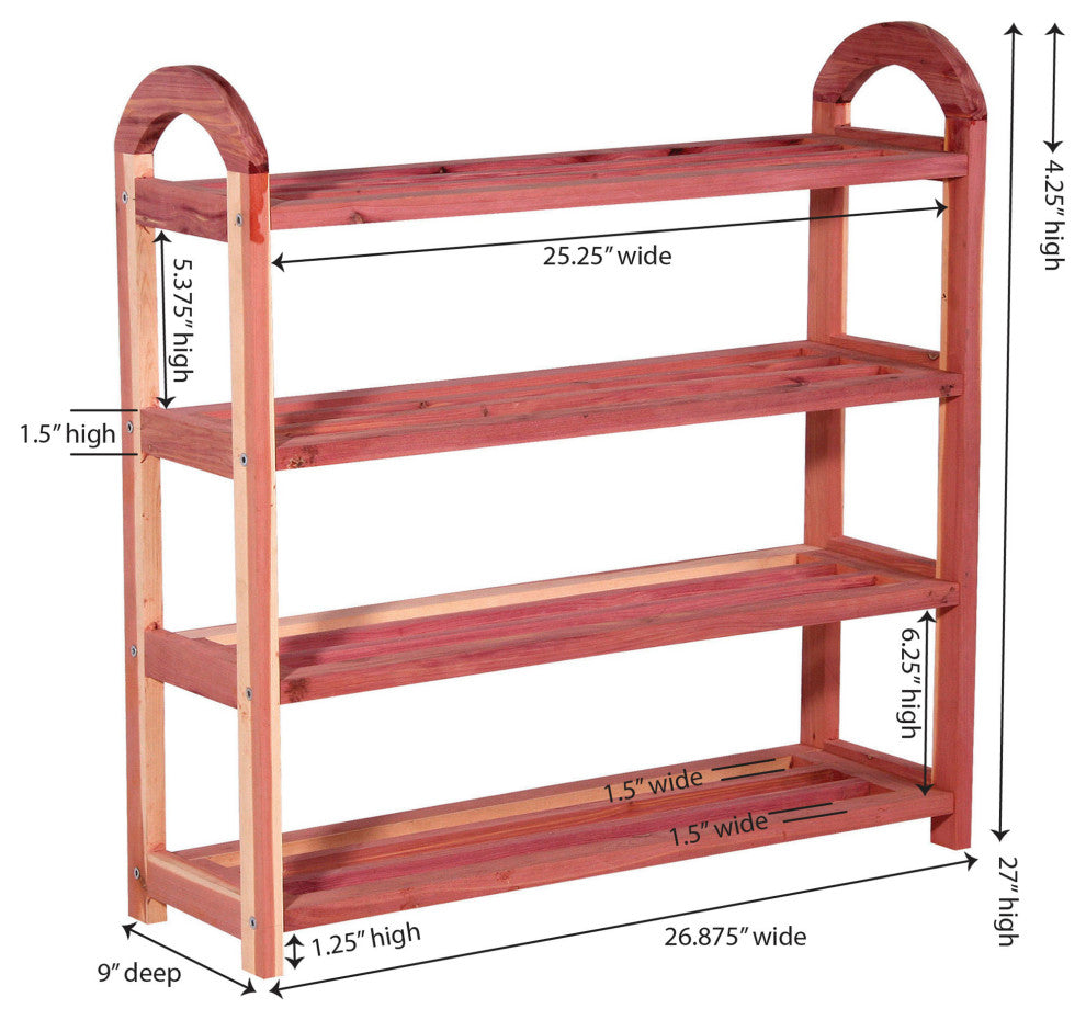 Household Essentials CedarFresh 4-Tier Cedar Shoe Rack