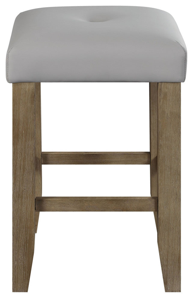 Charnell Counter Height Stool, Set-2, Gary PU and Oak Finish