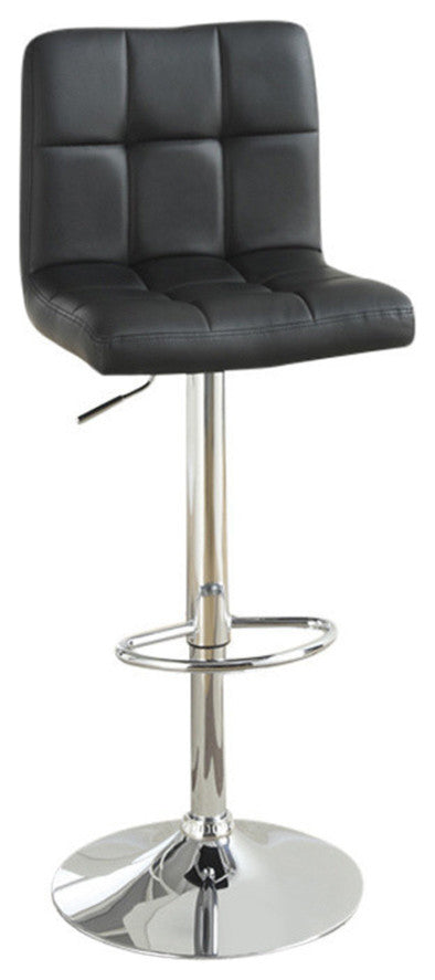 Armless Chair Style Bar Stool With Gas Lift Black And Silver Set Of 2