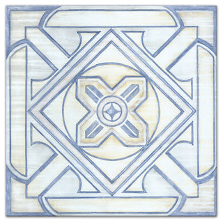 Blue and White Watercolor Tile 36x36 Canvas Wall Art