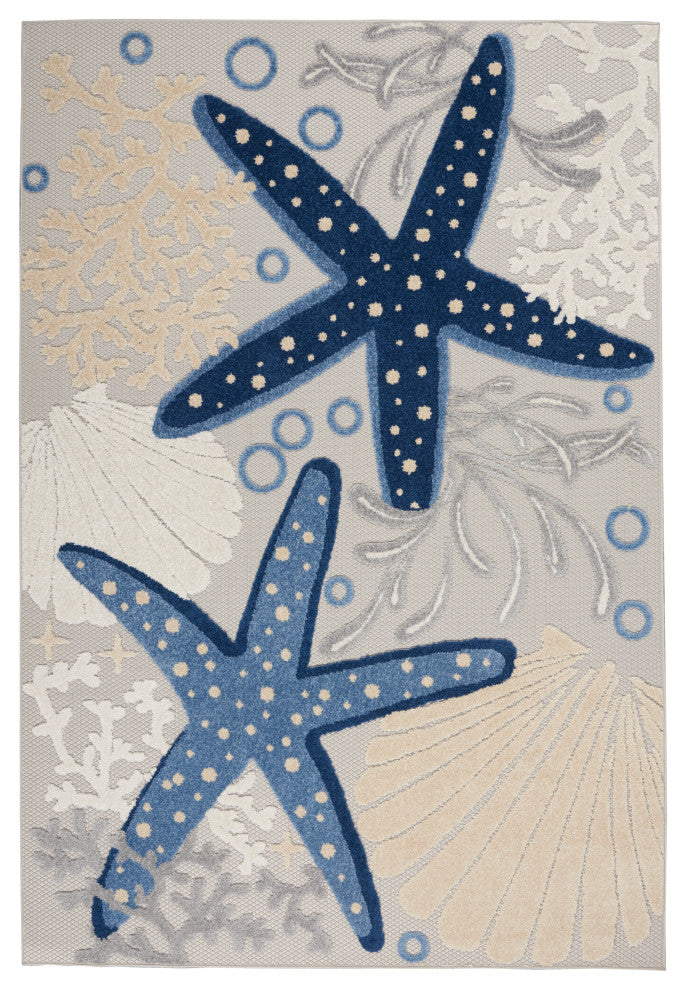 Nourison Aloha 6' x 9' Blue Grey Coastal, Nautical & Beach Rug