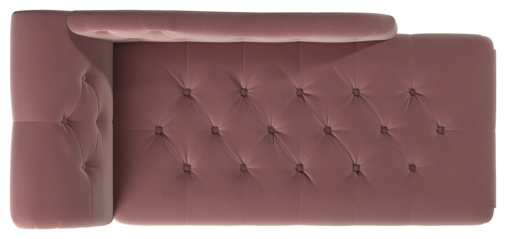 Samuel 66" Tufted Chaise Lounge, Right-Arm Facing, Dusty Pink Velvet