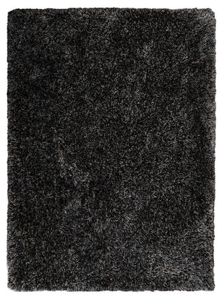 HAND TUFTED SHAG POLYESTER ECO-FRIENDLY AREA RUGS, Black Silver Color, Solid