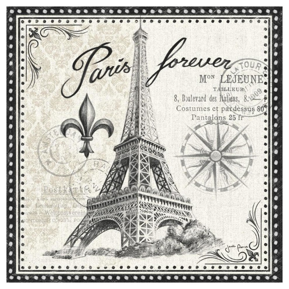 "Bonjour Paris III Dark" Digital Paper Print by Janelle Penner, 20"x20"