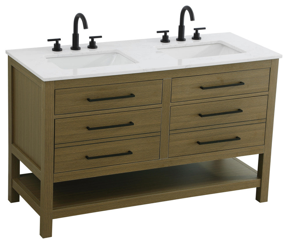 Home Living 54" Double Bathroom Vanity, Chestnut Brown