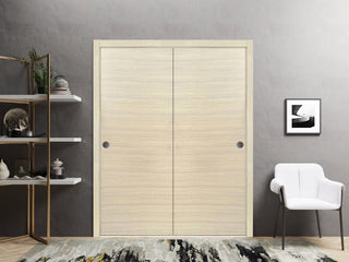 Sliding Closet Bypass Doors 84 x 96 | Planum 0010 Natural Veneer