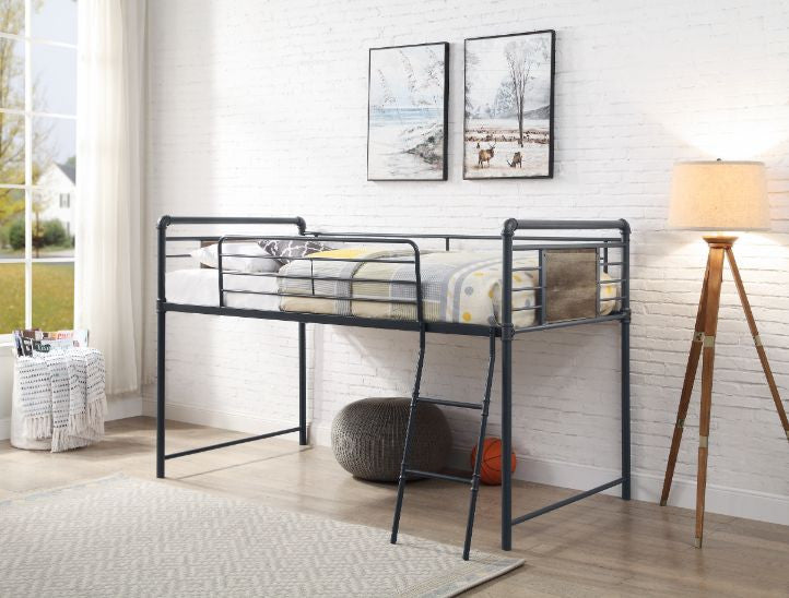 Rosemary Metal Loft Bed, Antique Oak, Black & Dark Bronze Hand-Brushed, Twin