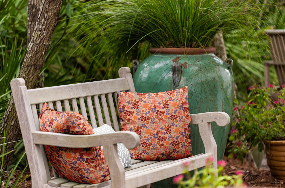 Succulent Garden Indoor/Outdoor Throw Pillow, Peach, 18"x18"