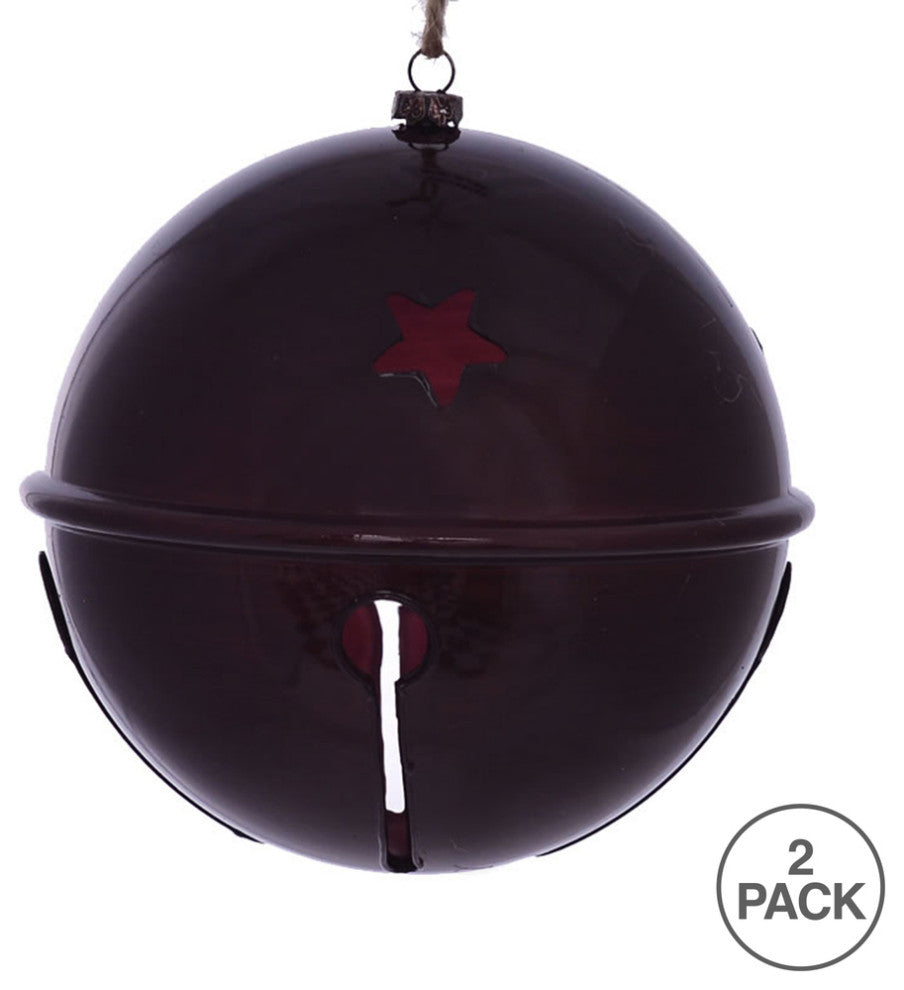 Vickerman Mc198365 6" Burgundy Wood Grain Bell Christmas Ornament, Pack of 2