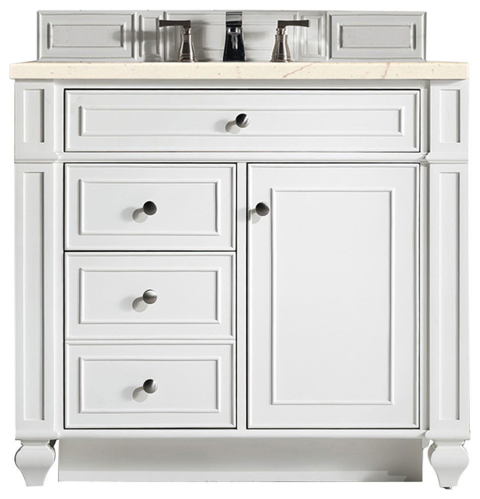 Bristol 36" Single Vanity Bright White, Eternal Marfil Quartz