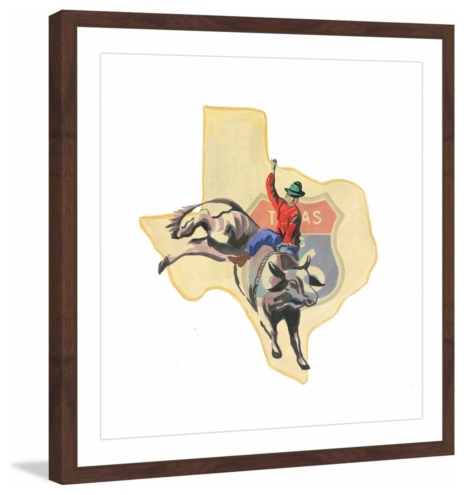 "Hold on Texas" Framed Painting Print, 24x24