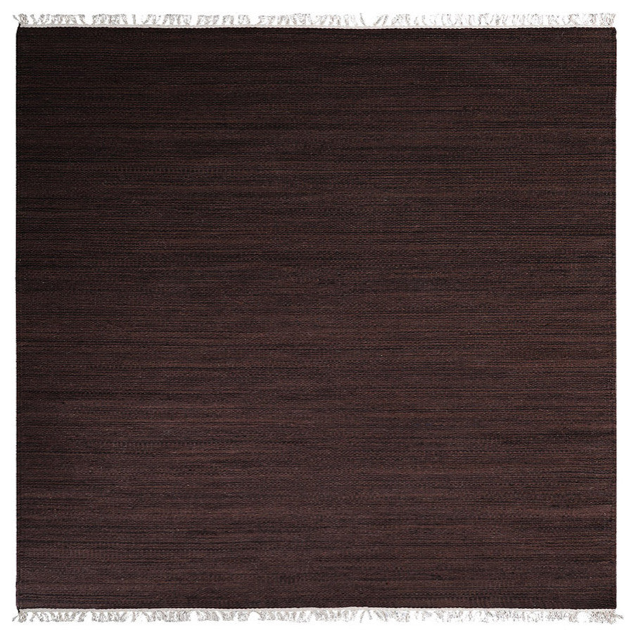 HAND WOVEN FLAT WEAVE KILIM WOOL ECO-FRIENDLY AREA RUGS,Brown, Solid Design