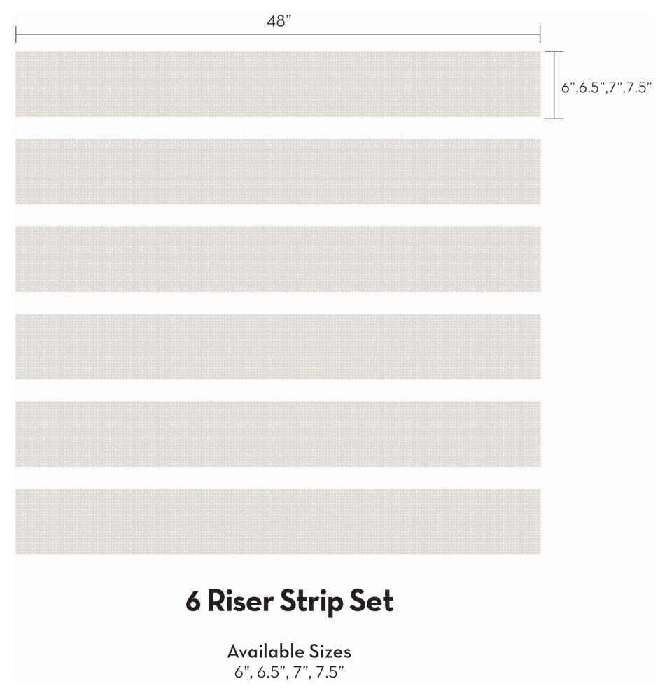 Burlap Hash Pattern Peel and Stick Stair Riser Strips, Light Grey, 48"w X 6"h, 6 Pack