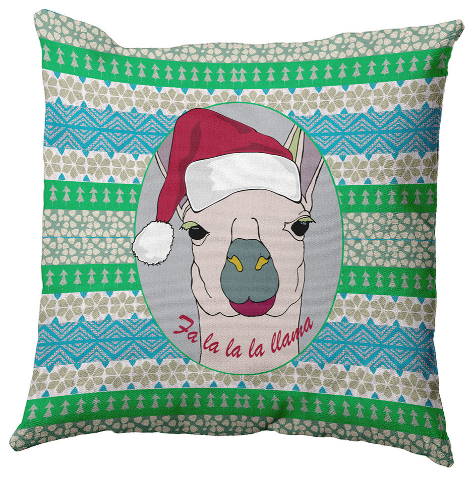 Fa La Llama Indoor/Outdoor Throw Pillow, Cloud Grey, 18"x18"