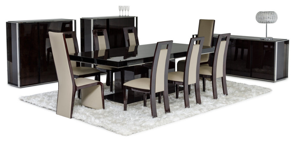 HomeRoots 31" Ebony Lacquer MDF Glass and Steel Buffet