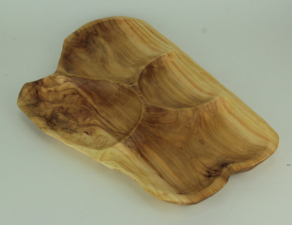 Natural Fir Tree Root 4-Section Snack Serving Tray