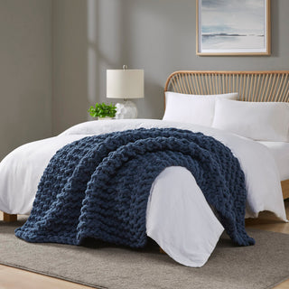 Madison Park Chenille Chunky Knit Throw