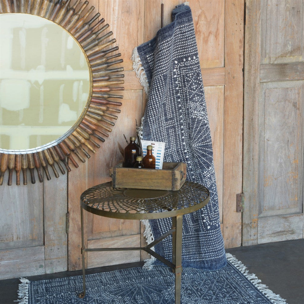 4" x 6" Blue and Ivory Batik Area Rug