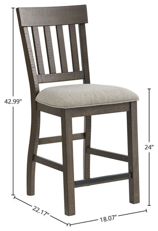 Sullivan Slat Back Counter Stool, Brushed Charcoal, Set of 2