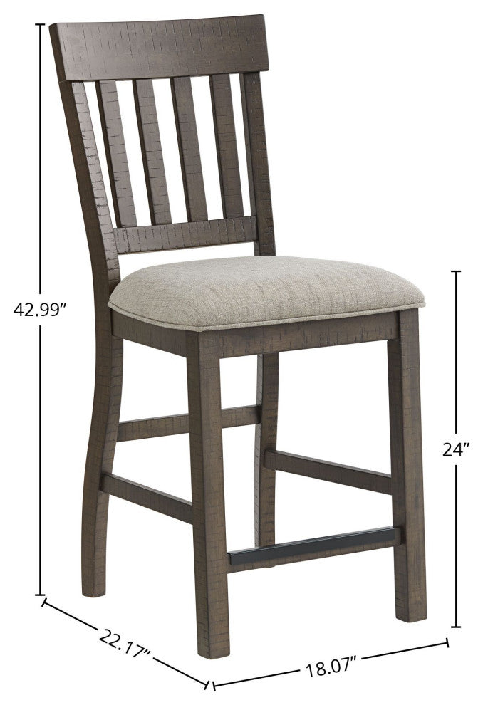 Sullivan Slat Back Counter Stool, Brushed Charcoal, Set of 2