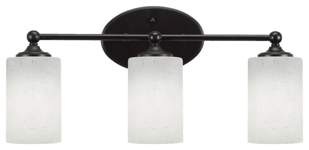 Capri 3-Light Bath Bar, Matte Black/White Muslin