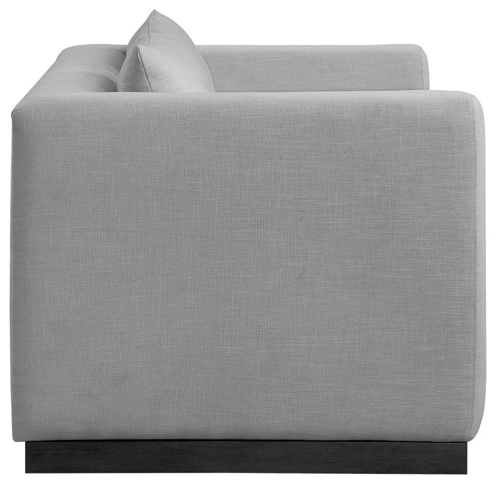 Alfie Linen Textured Fabric Upholstered Loveseat, Grey