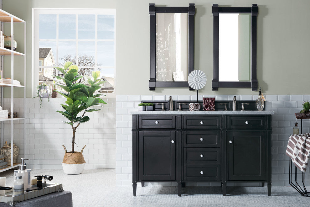 Brittany 60" Black Onyx Double Vanity, No Top