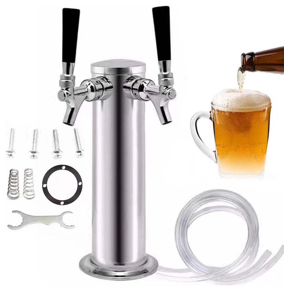Modern Dual Faucet Stainless Steel Beer Dispenser