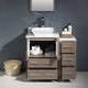 Torino 36" Gray Oak Modern Bathroom Vanity With Side Cabinet, FFT1045BN