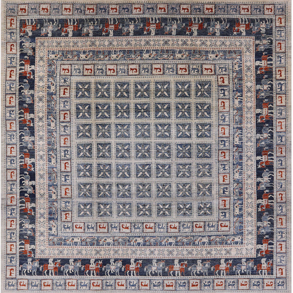 Ahgly Company Indoor Square Mid-Century Modern Area Rugs, 3' Square