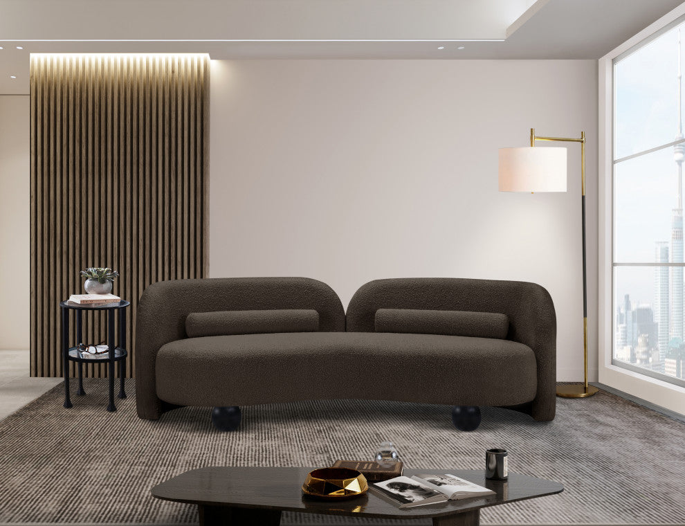 Daphne Upholstered Chair/Loveseat/Sofa, Brown, Boucle Fabric, Sofa