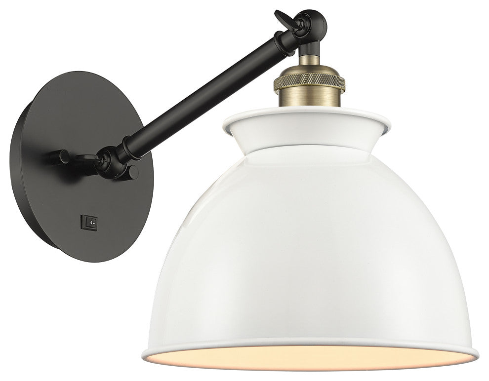 Innovations 317-1W-BAB-M14-W Adirondack 1 Light Sconce, Black Antique Brass